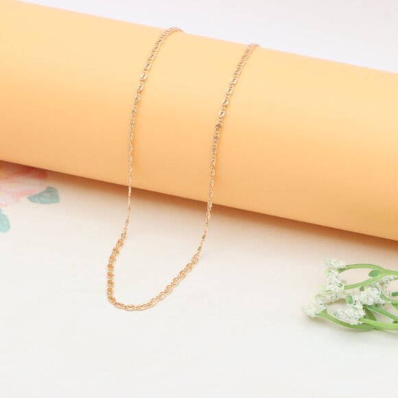 Elegant Rose Gold Necklace with Textured Chain & Adjustable Length, XPNL0402 - Picture 7 of 11